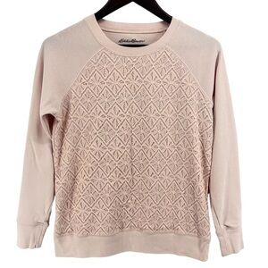 Eddie Bauer Womens Top Long Sleeve Light Pink Nice Design on Front 10544